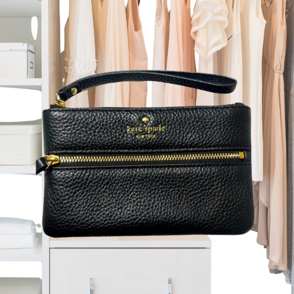 Kate Spade ‘Bee’ Cobble Hill Zip Wristlet, Black WLRU3048, NWOT - Picture 1 of 10